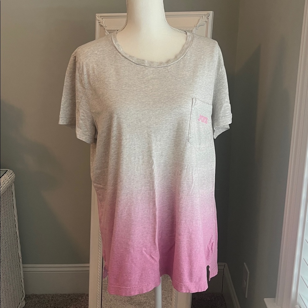 PINK VS Ombré pink and grey top, size L.
